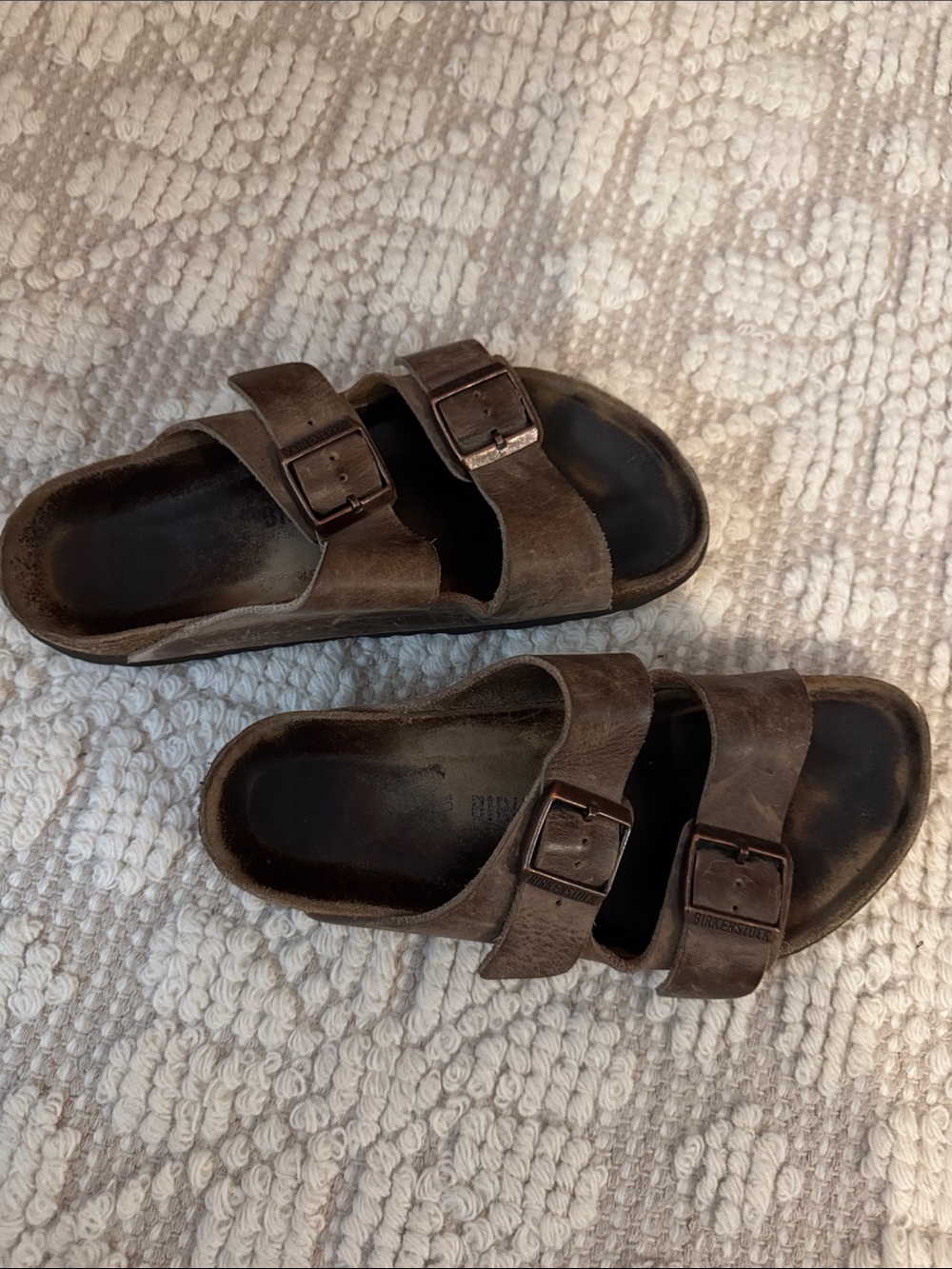 Birkenstock Brown Leather Two-Strap Sandals